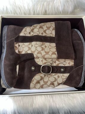 Coach Meyer Signature Suede mid-calf Boots sz8.5